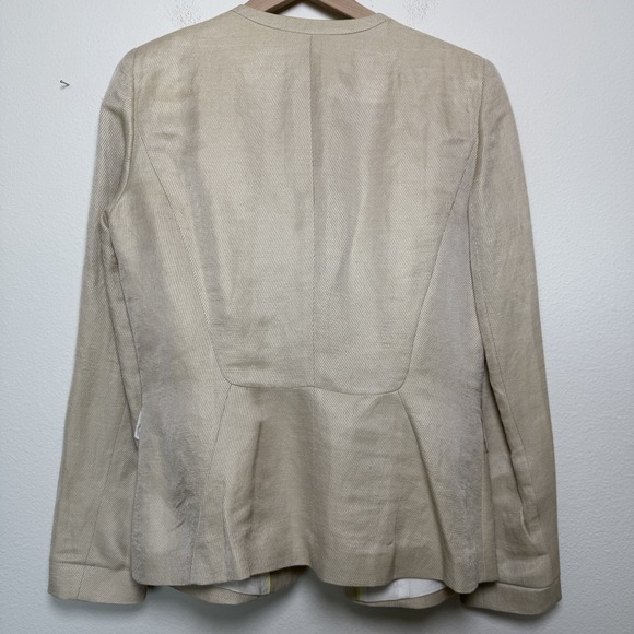 Lafayette 148 New York Women Linen Blazer Jacket 10 Tan Luxury Old Money Office - Picture 11 of 12